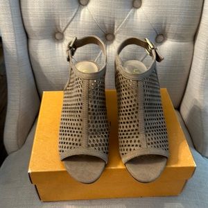 Faux suede heeled sandal